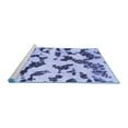 thumbnail image 2 of Ahgly Company Machine Washable Indoor Square Abstract Blue Modern Area Rugs, 8' Square, 2 of 4