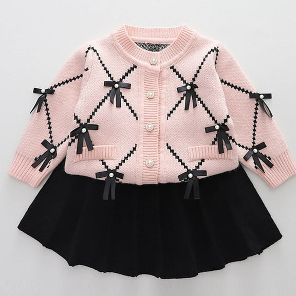 Piuwrlz Girls Skirt Sets Long Sleeved Sweatershirt Mesh Dress Set Skirts Suits Pink Size 110