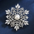 thumbnail image 4 of Zircon Snowflake Bouquet Lapel Brooch Pin Simulated Pearl Winter Snow Flower Austrian Rhinestone Pins Exquisite Christmas New Year Jewelry Gifts Corsage for Sweater Hat Dress Badges Brooches, 4 of 6