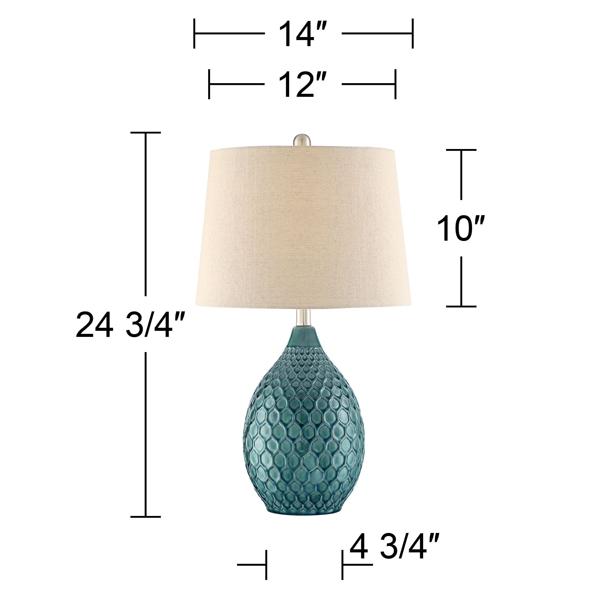360 Lighting Kate Table Lamp 24 3/4" High Ceramic Green Oatmeal Drum Shade for Bedroom Living Room Bedside Nightstand Office Kids Family House Home