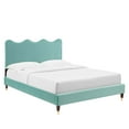 thumbnail image 2 of Modway Current Performance Velvet Twin Platform Bed in Mint, 2 of 10