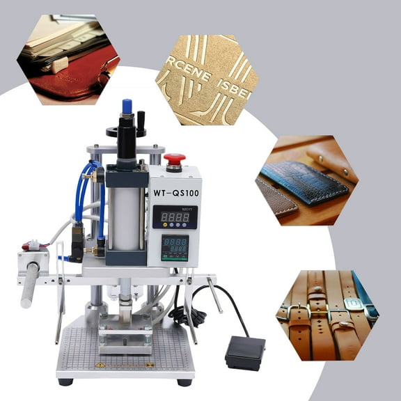 Hot Foil Stamping Machine 550W Air Pneumatic for Leather PU Logo Press 8x10cm