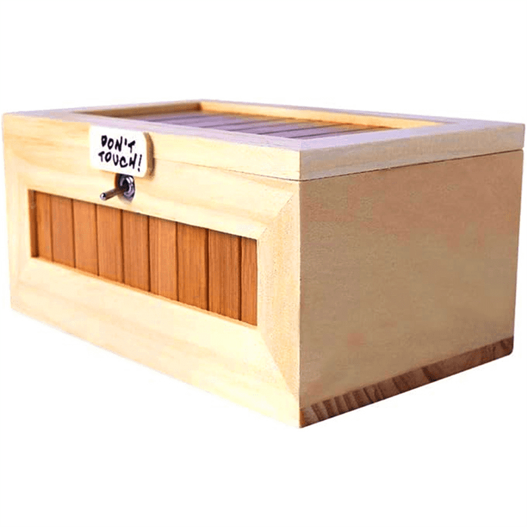 B1 Don't Touch Useless Box – Caja Inútil Con Interruptor, Diseño De Madera Maciza, Reacciones Sorpresa, Diversión Infinita Para Escritorio