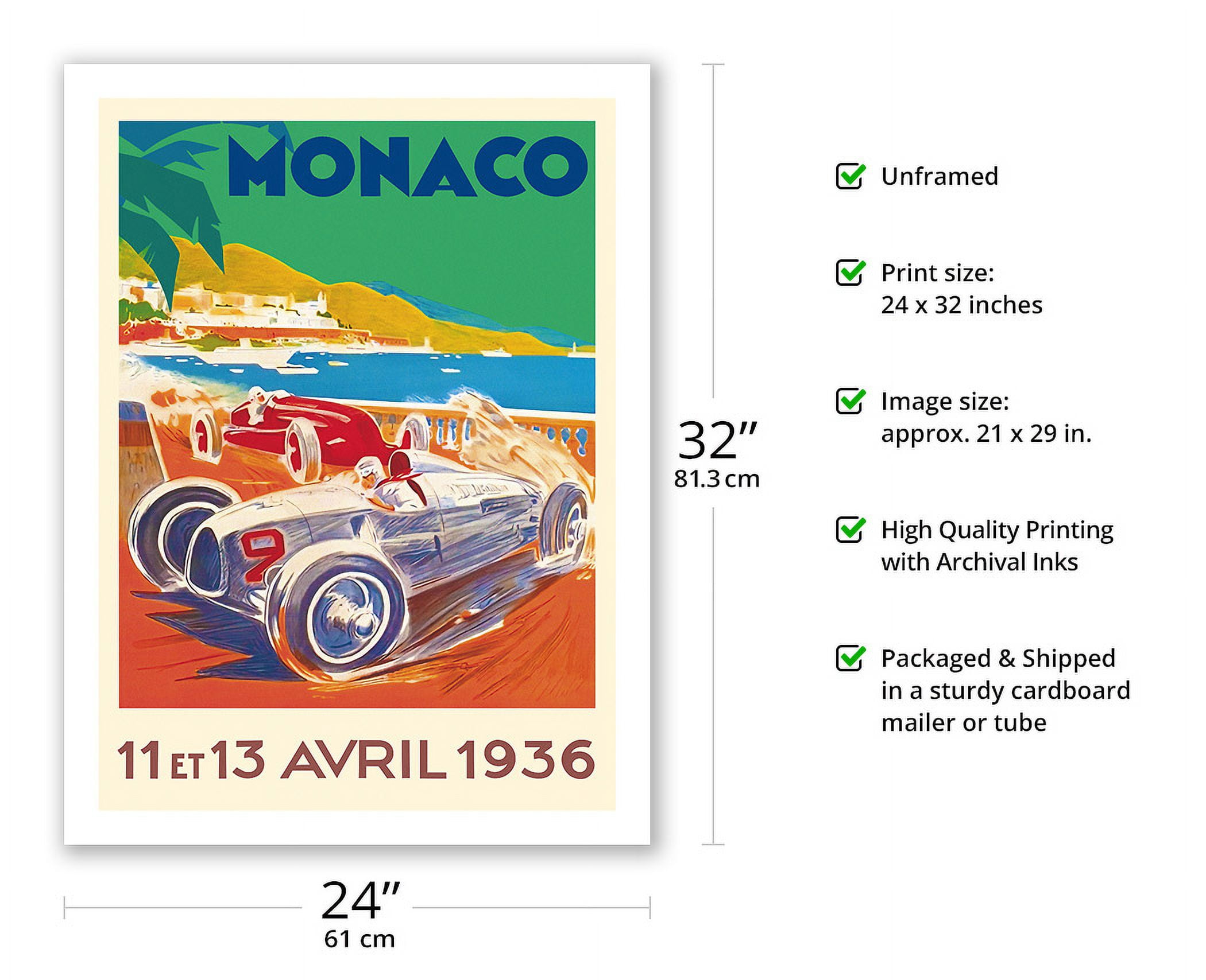 Monaco Grand Prix 1936 - Vintage Car Racing Poster by Géo