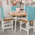 thumbnail image 3 of Teal Striped Chair Back Covers, Removable Chair Covers for Dining Chairs Set of 4, Washable Chairs Slipcovers Back Seat Protector for Wedding Party 19"x20", 3 of 9