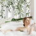 thumbnail image 3 of Olive Green Eucalyptus Shower Curtain, Watercolor Plant Leaves with Floral Bathroom Shower Curtain Set with Hooks, 72x72, 3 of 6