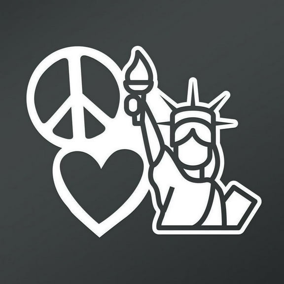 Peace Love Liberty Vinyl Decal Sticker | Cars Trucks Vans Walls Laptops Cups | White | 6 X 5 Inch | KCD1665