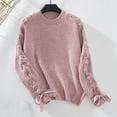 thumbnail image 4 of DuoJiaJ Women's Fall/winter Sweater With Bow Pullover Loose Casual Long Sleeved Sweater Womens Blouses Long Sleeve Pink XL, 4 of 5