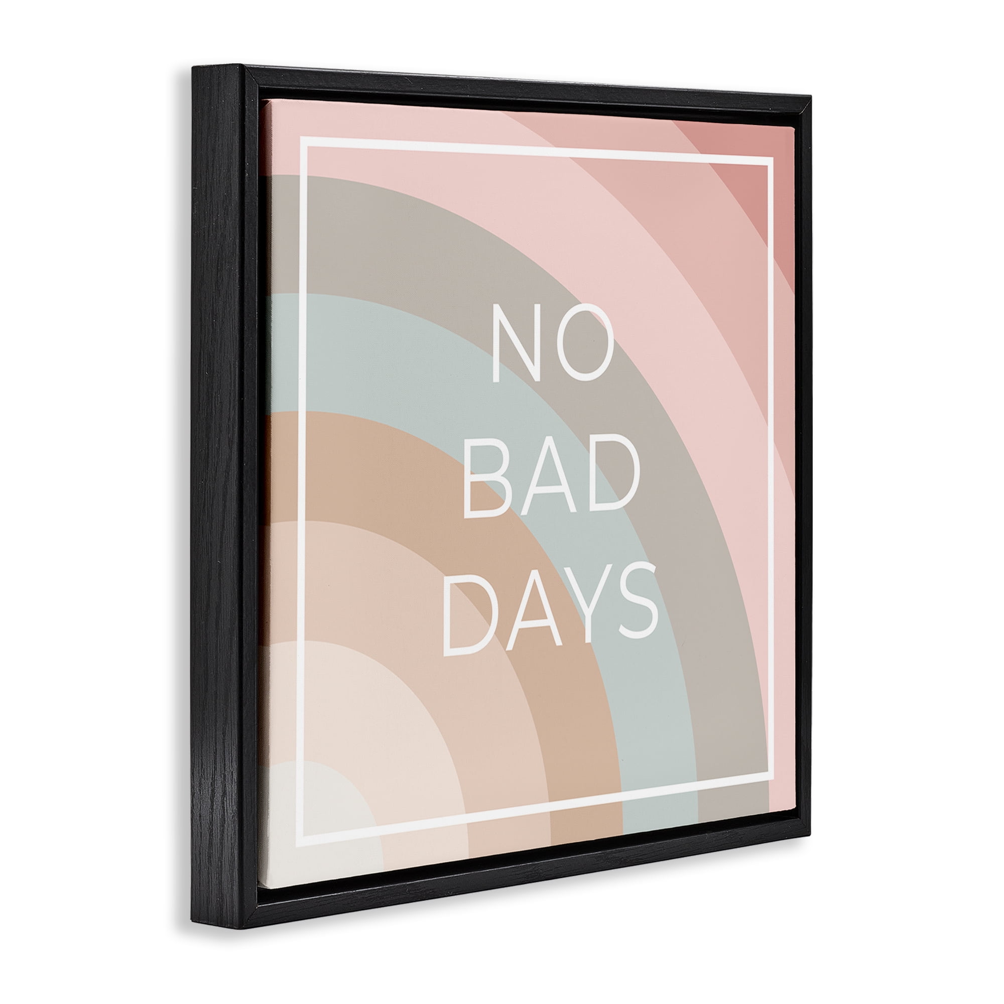 Stupell Industries No Bad Days Rainbow Text & Numbers Painting Black Floater Framed Canvas Art Print Wall Art, 18 x 18