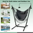 thumbnail image 5 of Spaco Height Adjustable Hammock Chair with Phone Holder and Side Pocket-Gray, Handwoven Cotton Rope Hammock Chair for Bedroom Indoor Outdoor Patio Yard, 5 of 9