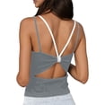 thumbnail image 4 of Cropped Tank Tops for Women Summer Layered Look Spaghetti Strap Slim Fitted Padded Camisole Y2k Going out Tops, 4 of 8
