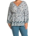thumbnail image 1 of Max Studio Long Sleeve V-Neck Empire Waist Top Blue Plus Size 2X $99, 1 of 1