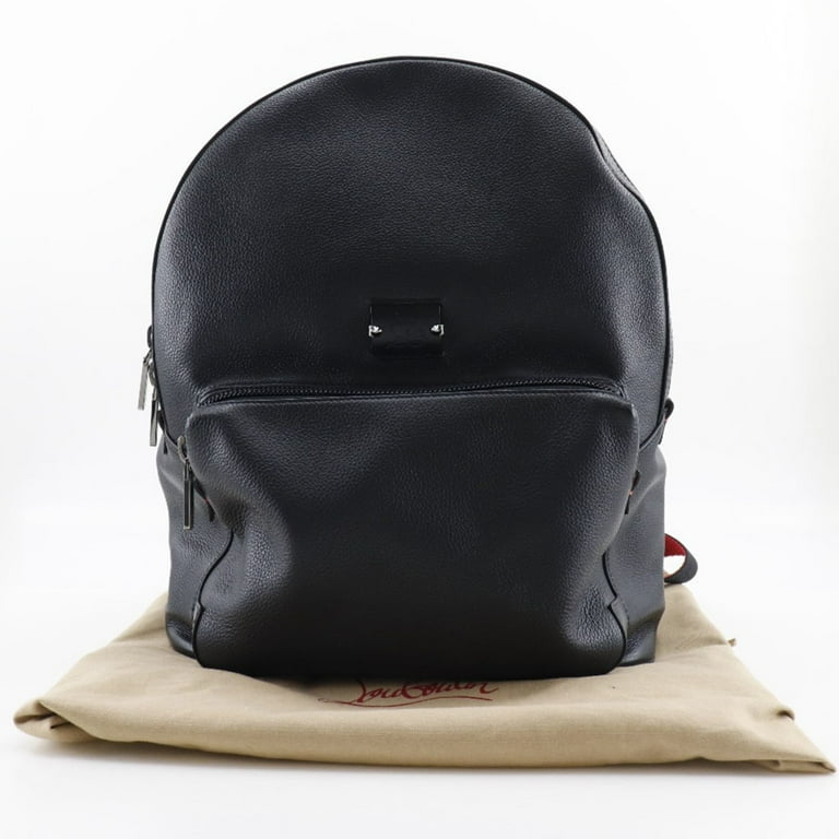Pre Owned Christian Louboutin Backpack with Buckle Bi Studs 1185129CM53 Leather Black Unisex Rucksack Daypack Good
