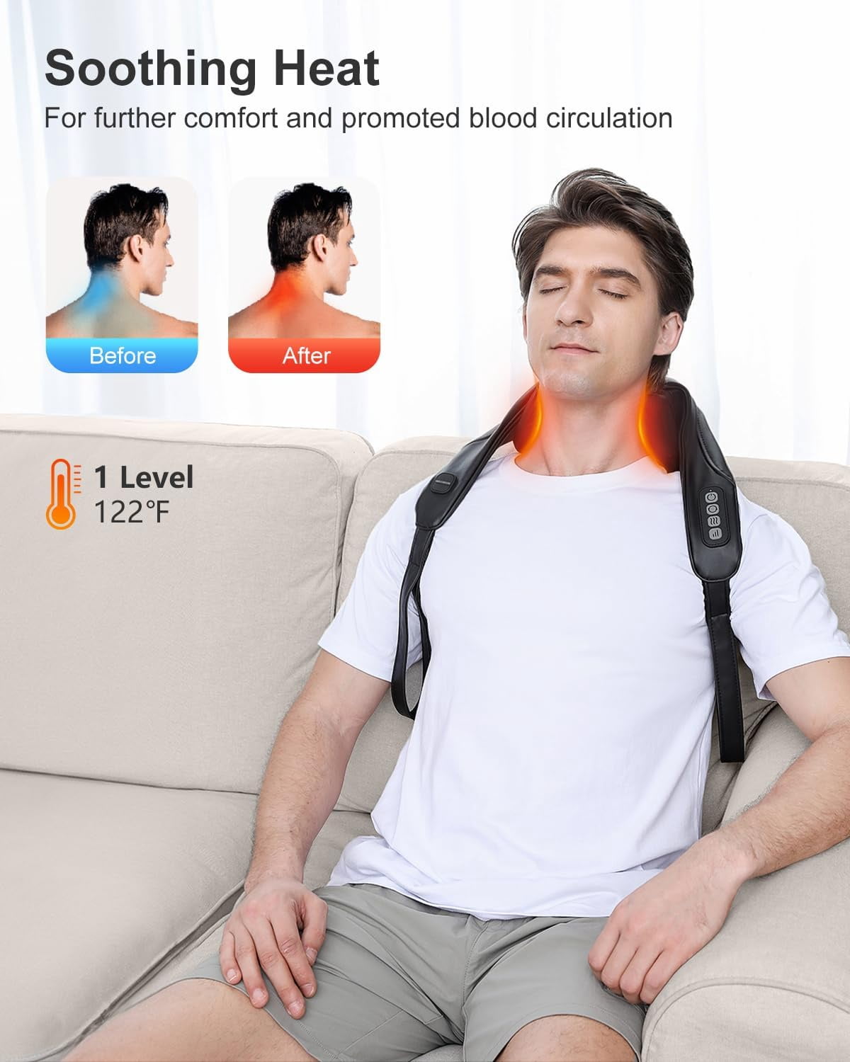 Medcursor Shiatsu Back and Neck Massager, Cordless Heated Neck and Shoulder Massager Kneading for Pain Relief Deep Tissue with Heat, Home/Office/Car Use, Birthday/Christmas Gift for Women/Men/Senior