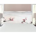 thumbnail image 1 of East Headboard, Japanese Nature Landscape National Sakura Flower over Himalayas and Flying Gulls, Upholstered Decorative Metal Bed Headboard with Memory Foam, Full Size, Beige Red Black, by Ambesonne, 1 of 4