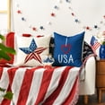 thumbnail image 4 of Sm:)e Star Faith Blue 4th of July Throw Pillow Cover 18x18 Inch Set of 4, Polyester Patriotic Outdoor Pillow Case for Sofa Couch, 4 of 6
