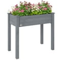 thumbnail image 1 of Outsunny 34"x18"x30" Wooden Patio Raised Garden Bed Planter, Dark Grey, 1 of 10