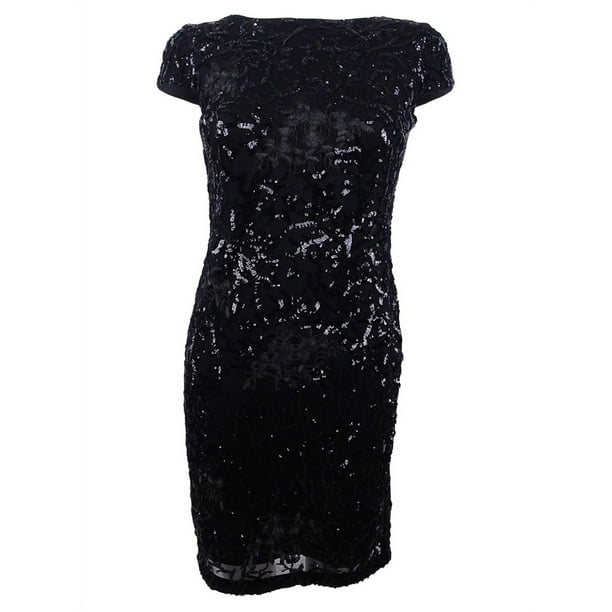 Calvin Klein Women's Sequined Cowl-Back Sheath Dress (6, Black) -  