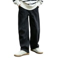 thumbnail image 2 of Boys Wide Leg Jeans, Solid Color Loose Straight Leg Full Length, Casual Fashion Denim Pants For Kids Black 5-6 Years, 2 of 7