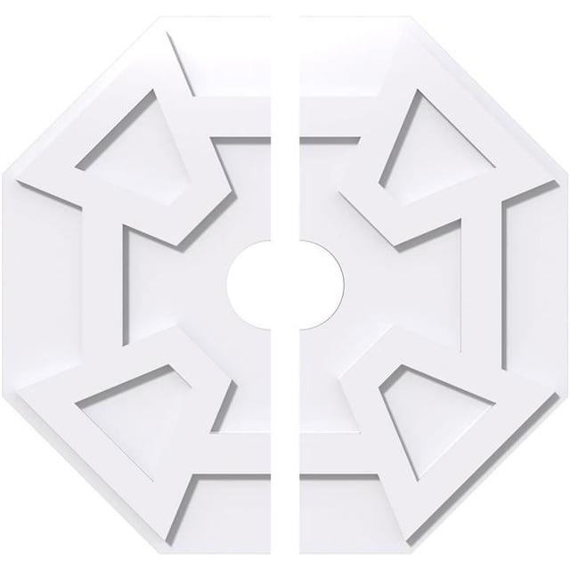 Ekena Millwork CMP24LG2-04000 24 in. OD x 4 in. ID Square Logan Architectural Grade PVC Contemporary Ceiling Medallion - 2 Piece