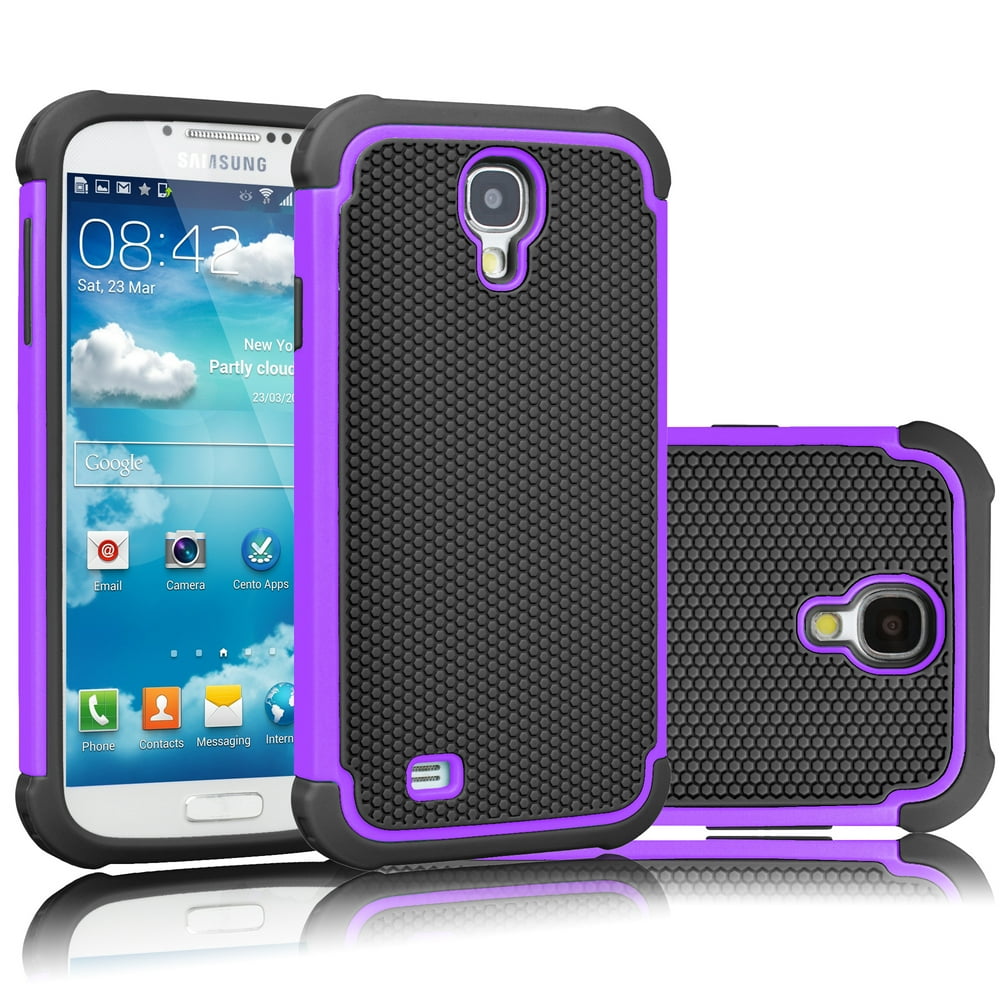 Galaxy S4 Case, Galaxy S4 Phone Case, Tekcoo [Tmajor] [Purple/Black] Shock Absorbing Hybrid