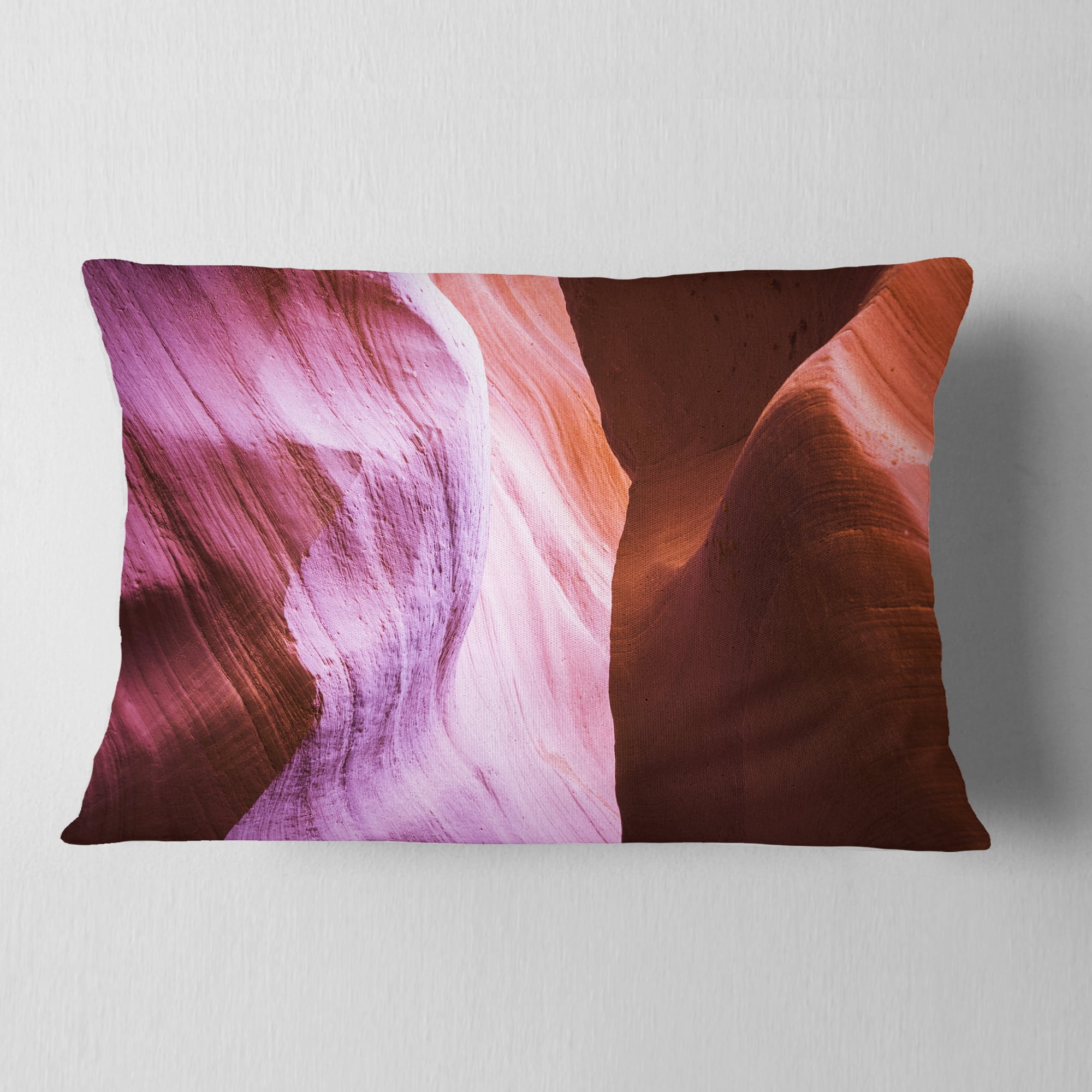 Designart Purple Shade in Antelope Canyon - Landscape Photography Throw Pillow - 12x20