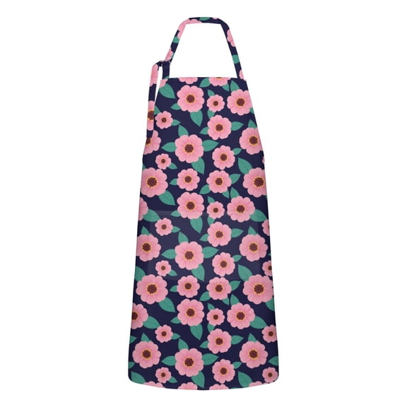 Pioneer Flower Floral Print Pattern Apron for Women and Men, Cotton Linen Waterproof with Pockets, Adjustable, 33x27 Inch for Kitchen, Gardening, BBQ, Salon