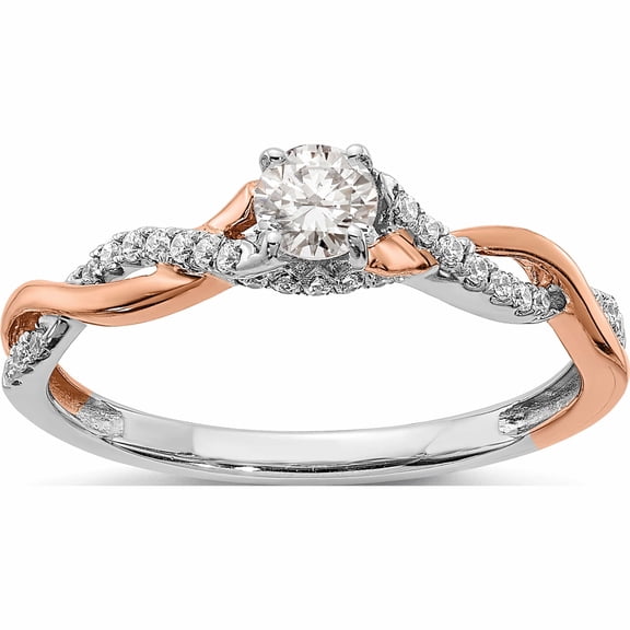 14K Two-Tone White & Rose Gold Diamond Semi-Mount Engagement Ring (Size 7) Made In India -Jewelry By Sweet Pea