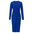 thumbnail image 2 of Dxzfnsa Women Casual Long Sleeve Dresses Empire Waist Knee Length Loose Dress with Pockets(Blue,S-2XL), 2 of 5
