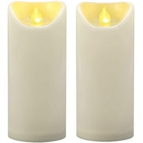 Outdoor Waterproof Flameless LED Pillar Candle Battery Operated Plastic Flickering Decorative Fake Candle Light for Home Kitchen Halloween Christmas Wedding Party Décor Supplies 3”x 7” 2 Pack