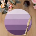 thumbnail image 3 of Purple Ombre Round 13 Inch Placemats Set of 4, Modern Abstract Art Farmhouse Striped HeatResistant Non Slip Place Mats for Dining Table, Wipeable Braided Kitchen Table Mats for Housewarming, 3 of 9