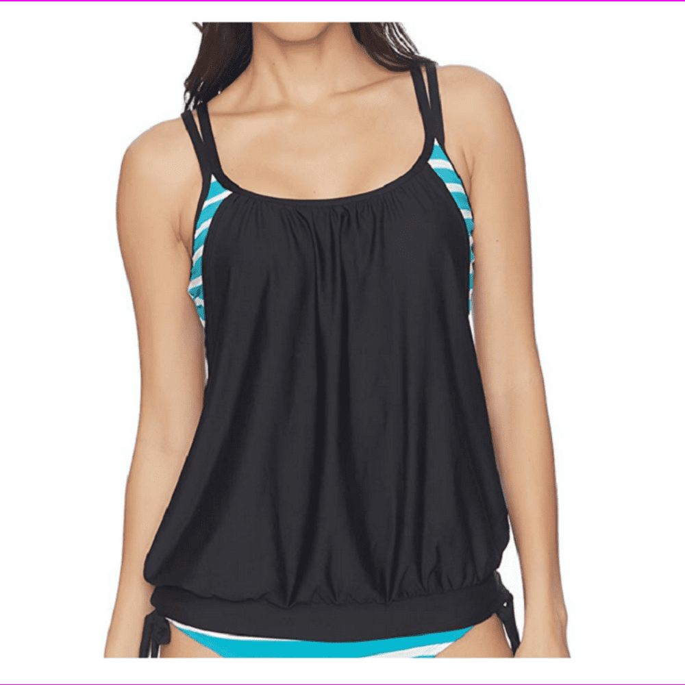 Next Women's Synchrony Double Up Soft Cup Tankini Top,Teal, Size 38B/C ...