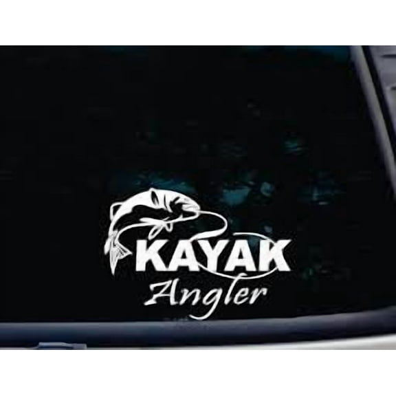 Kayak Angler 6 Inch Vinyl Car Decal – Fish Guide Fly Fishing Outdoor Sticker for Truck, Car, Tumbler, Cup, Laptop, Decor, Locker, Table, Window