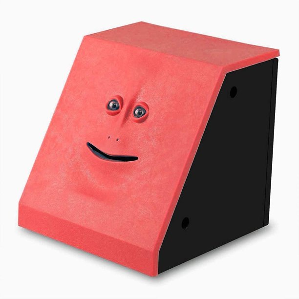 Novelty Face Bank Coin Eating Savings Bank Kids Money Saving Collection Piggy Bank (Red Brick)