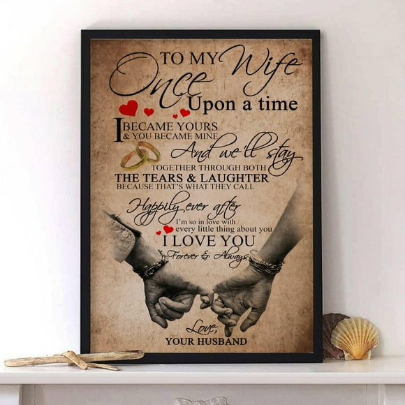IshitoCA To My Wife Poster Or Poster, From Husband Wall Art, Anniversary For Her, Romantic Love Poem , Happily Ever After Quote Poster