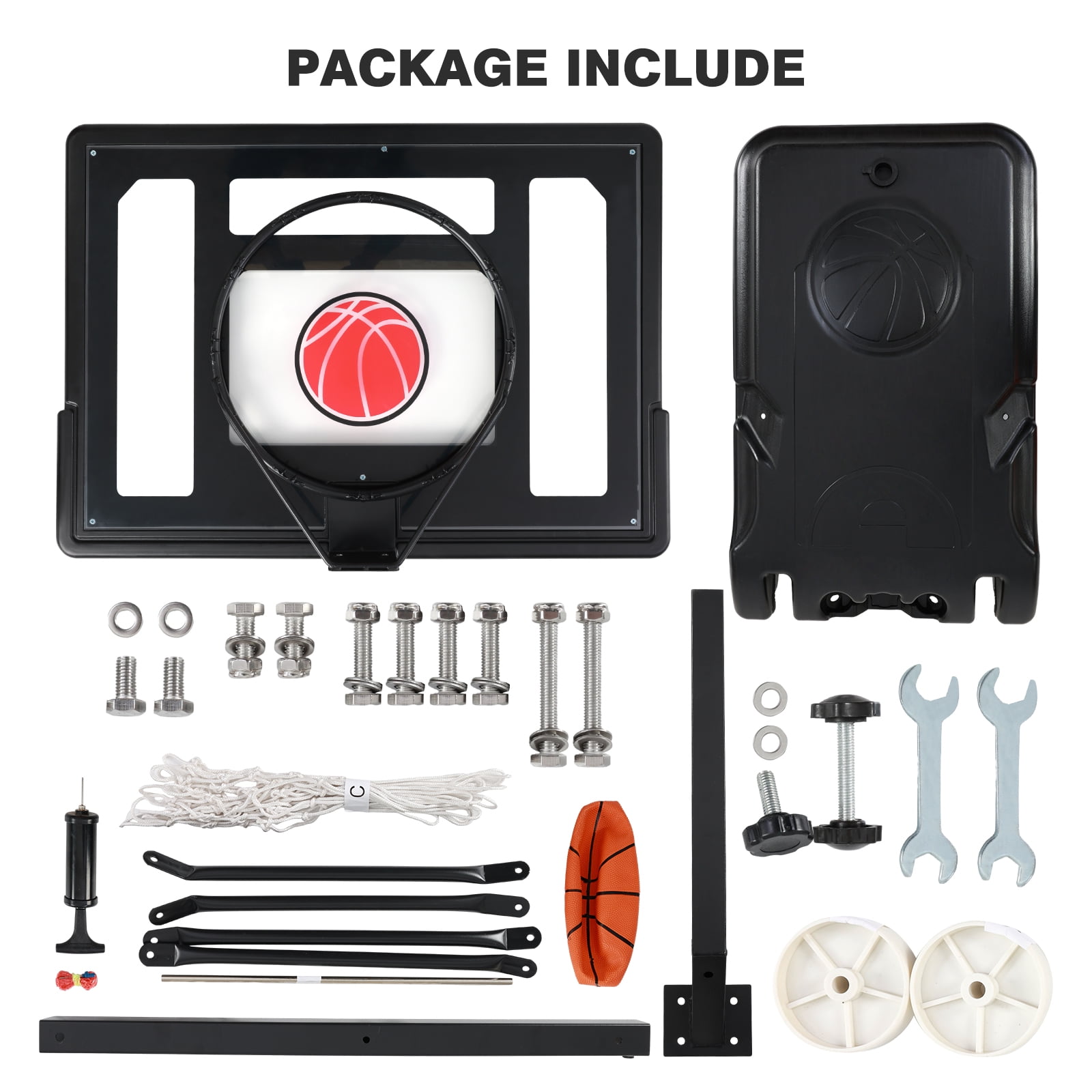 Danrelax 3.1-4.1FT Adjustable Pool Basketball Hoop, 32"x23" Backboard, Portable, Black