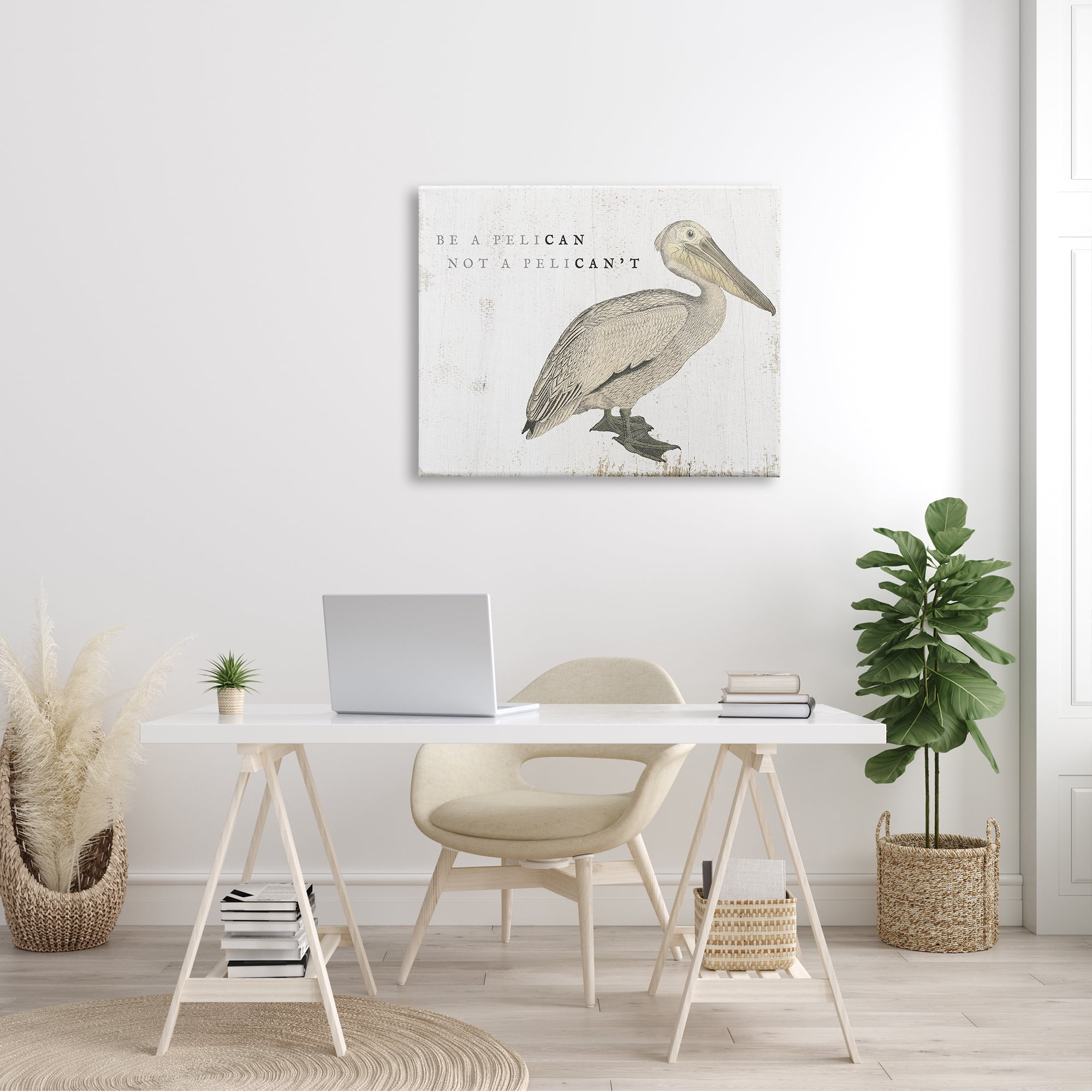 Stupell Industries Be Pelican not Pelican't Funny Beach Phrase Pun, 40 x 30,Design by Daphne Polselli