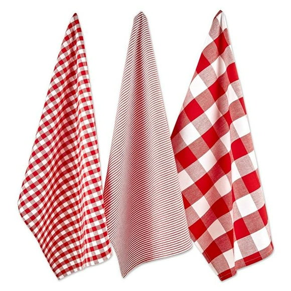 Design Imports Z02404 Assorted Red & White Dishtowel - Set of 3