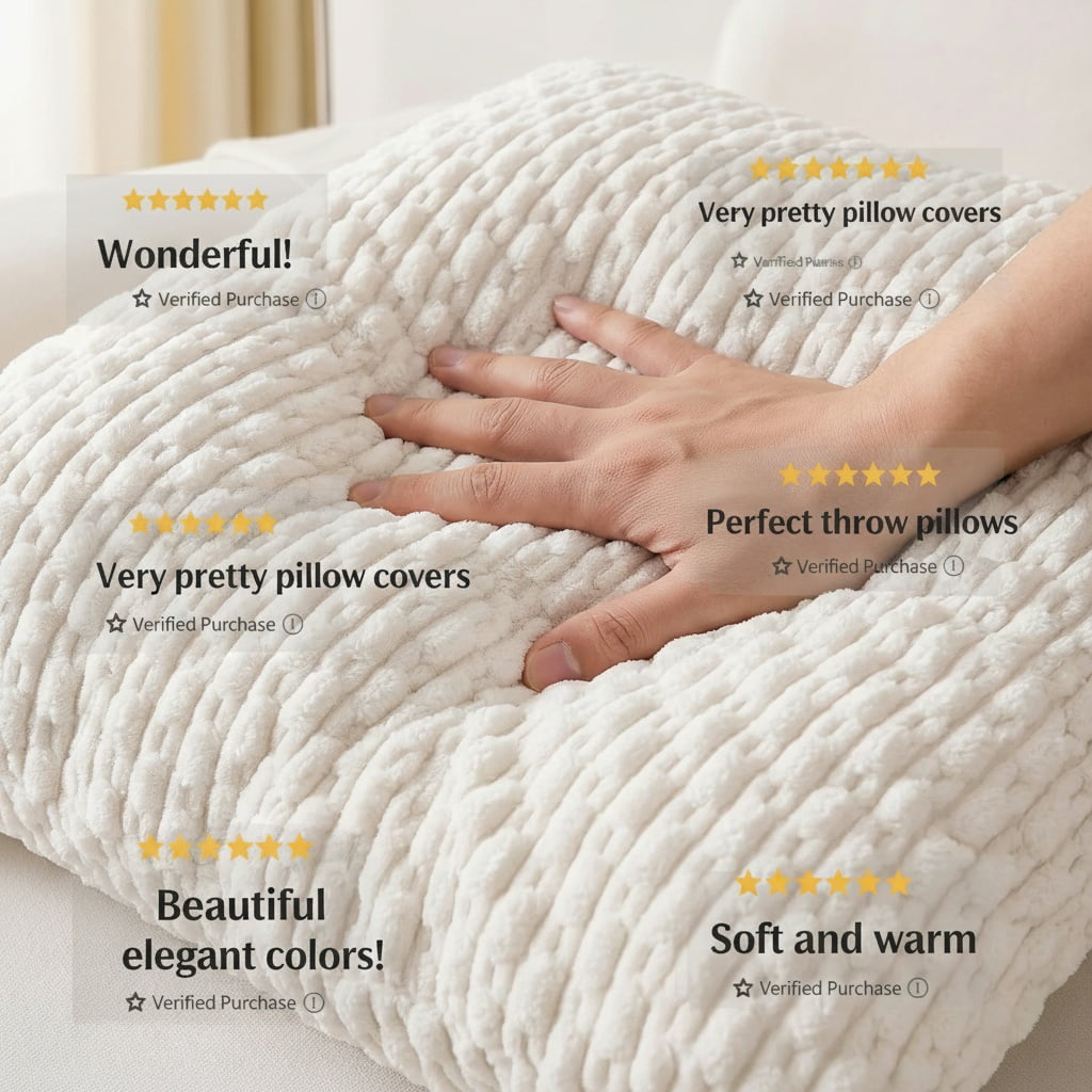 HAPPINESS 4 Pack Decorative Throw Pillow Covers, 22x22 Inch Soft Plush Striped Corduroy Couch Pillow Covers, Yellow Rust Aqua