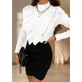 thumbnail image 4 of Women's Ruffle Sweaters Mock Neck Fall Fitted Pullover Sweater Tops, 4 of 5