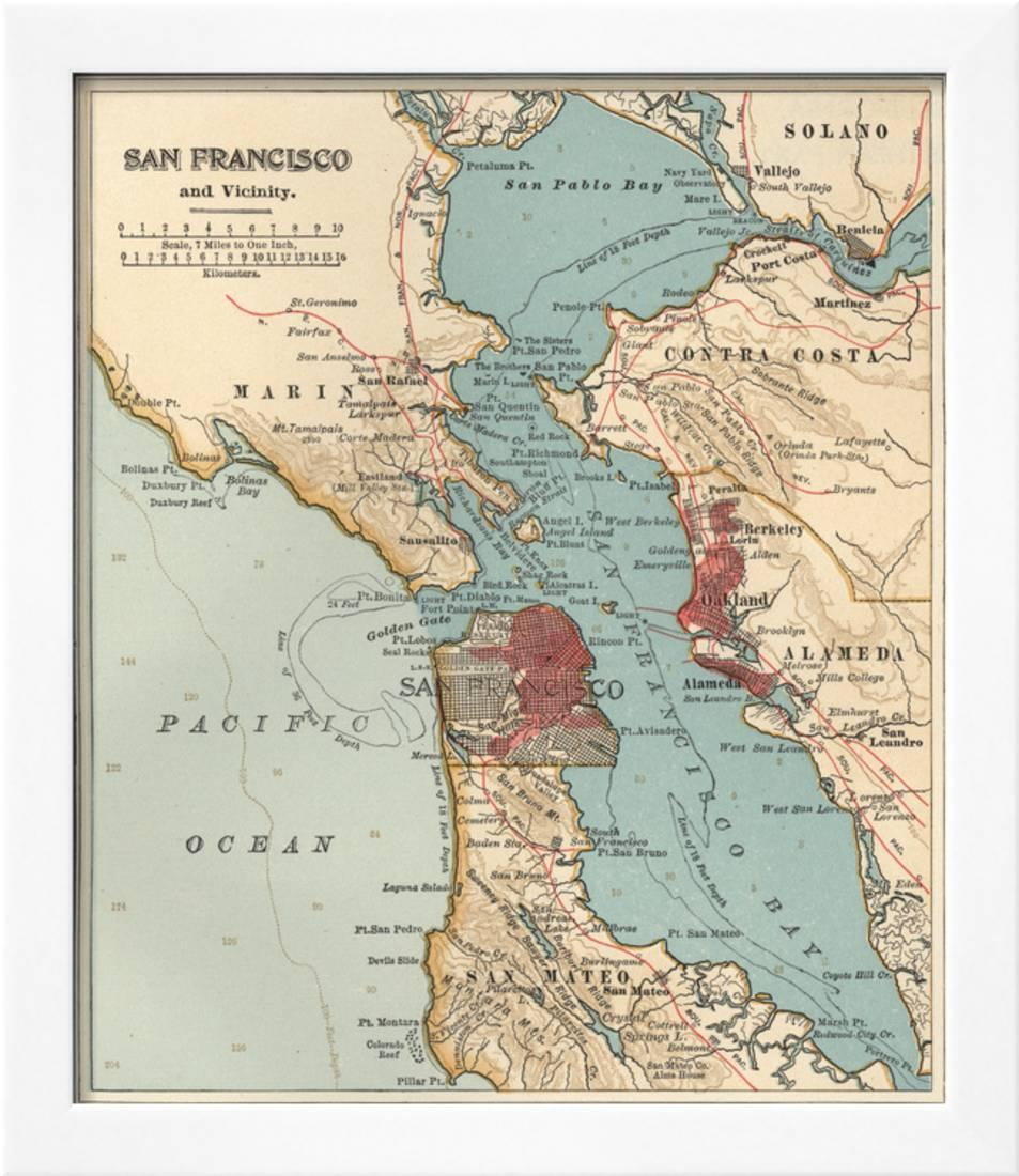 Map Of Sf Bay Area Map Of The San Francisco Bay Area (C. 1900), Maps Framed Print Wall Art By  Encyclopaedia Britannica - Walmart.com