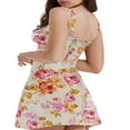 thumbnail image 3 of Femmes Bretelles Spaghetti Mini Robe Florale Imprimé Coupe Basse Tie-Up Robe Courte Été Dos Nu Partie Robe de Plage, 3 of 5