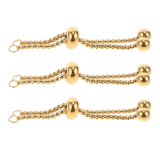 Shisuyan 3pcs Adjustable Slider Bracelet Slider Extender Chains with Ball Ends for Jewelry Making Stainless Steel Gold Beaded Chain Extender DIY Craft Supplies for Women