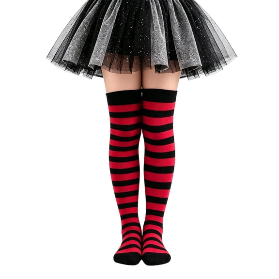 YAYUBA Halloween Socks for Kids Kids Over The Knee Striped Socks for Little Soft Ribbed Crew Socks for Kids 6 To 12 Halloween Gifts
