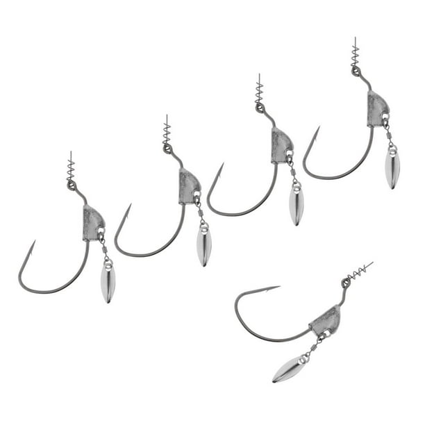 5pcs Weighted Fishing Hooks Worm Crank Hook for Saltwater Fishing 5g 