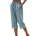 thumbnail image 2 of Women's Linen Cotton Pants Casual 7/8 Length Trousers Breathable Lightweight High Waist Pants for Summer Daily Wear, 2 of 6