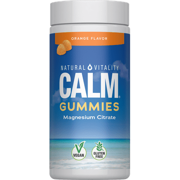 Natural Vitality Calm, Magnesium Citrate Gummies for Stress Relief, Orange , 60 Count