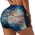 thumbnail image 1 of Balery White Jellyfish Dansing in the Ocean Pantalones cortos de entrenamiento estampados para mujer, sin costuras, ajustados, para gimnasio, yoga, correr, deportes, ejercicio activo, fitness.-X-Large, 1 of 8