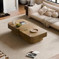thumbnail image 4 of YYAo 31.5 Inch Square Coffee Table with Storage Design, Solid Wood Veneer Modern Tea Table for Apartment Living Room or Bedroom, Brown, 4 of 8