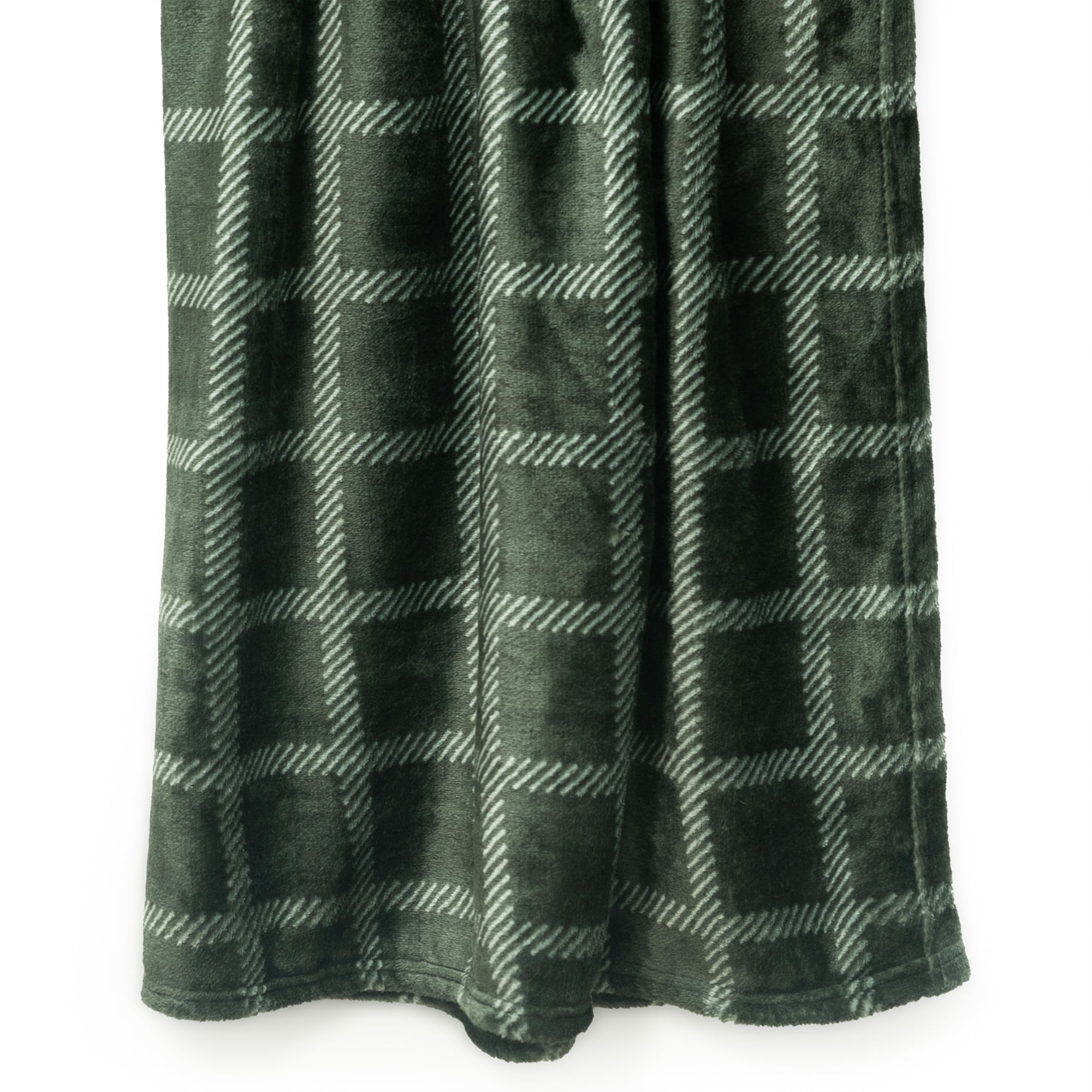 Fleece Throw Blanket - 50x60 Inch - Modern Dash Windowpane Design - Ultra Soft Warmth - Green